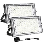 CREATESTAR LED Strahler Außen 100W, 2 Stück Baustrahler Außenstrahler...