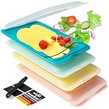 BUNDHEIM® Aufschnittboxen für Kühlschrank 4er Set | Aufschnittbox stapelbar...
