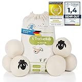 Feluna® Öko Trocknerbälle XXL 6er Set 100% Schafswolle für Wäschetrockner -...