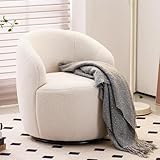DEKKETO Teddy-Drehsessel, Runder Boucle Sessel mit 360° Drehbarem Metallfuß,...