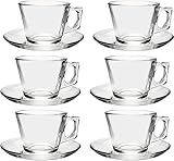Pasabahce 97302 - 12-tlg Tassen mit Unterteller 'Vela', für Tee, Kaffee,...