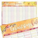 Geburtstagskalender mit Blumen-Motiv I DIN A3 I jahresunabhängig I...