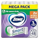 Zewa Smart Toilettenpapier Ohne Hülse, Großpackung Mit 48 Rollen (6 x 8 x 300...