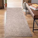 carpet city Shaggy Hochflor Teppich - Läufer 80x300 cm - Sand-Beige - Langflor...