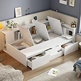 FEZTOY Kinderbett 90x200 mit Schubladen, Regal, und Bücherregal, Kinder...