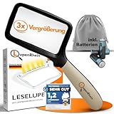 LupenRhein® Große Lupe mit Licht inkl. Batterien - Klappbare Leselupe mit...