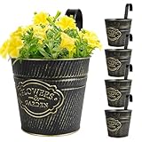 BOOMTOP 5 Stück Metall Blumentopf Hängend Schwarz Blumentöfpe mit Abnehmbar...