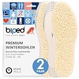 biped 2 Paar Lammwoll Einlegesohlen mit Natur Latex - Extra dick - Robuste...