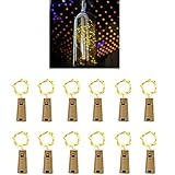 PAWARSO Flaschenlichterkette Korken, 12 Stück 2M 20LED Flaschenlicht Batterie...