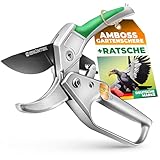 GRÜNTEK KONDOR Astschere Amboss Ratschen-Gartenschere 200mm - SK5-Klinge,...