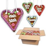 20 Stück Lebkuchenherzen Mischkarton Viele Oktoberfest Sprüche Motto Party...
