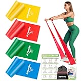 GYMERK Fitnessbänder Set 4er, 1.8M Fitnessband, 4 Widerstandsstufen mit...