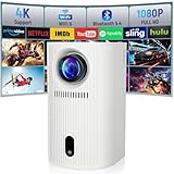 Mini Beamer 4K 1080P, Mini Projektor 200 ANSI Lumen, Tragbarer Videoprojektor,...
