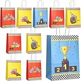 Bikasun 10 Stück Rennwagen Geschenktüte mit Griffen, Auto Party Papiertüten...