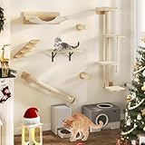 YITAHOME 7PCS Kletterwand Katzen, Katzen-Wandmöbel aus Holz, Katzen-Kletterbaum...