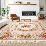GthreeD Teppich Wohnzimmer Waschbarer 200x300 cm-Boho Kurzflor Teppich Großer...