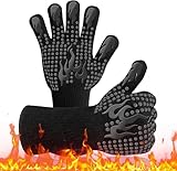 Grillhandschuhe Hitzebeständig, Grill Handschuhe BBQ Handschuhe mit 800 Grad...