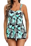VILOREE Damen Tankini Set Figuroptimizer Zweiteilig Blumen Bademode Mit Hotpants...