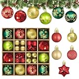 44 Stück Christbaumkugeln Set - 3 & 6 cm Kunststoff Weihnachtskugeln in Rot,...