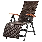 tectake® Alu Polyrattan Gartenstuhl mit Armlehnen, Campingstuhl mit 6-Fach...