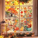 prota Fensterbilder Herbst Selbstklebend, 9 Blätter Ahornblätter Kürbis...