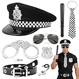 8Stück Polizei Zubehör Set für Erwachsene, Karneval Polizei Kostüm Set mit...