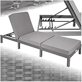 tectake® Polyrattan Sonnenliege mit 6-Fach höhenverstellbarer Rückenlehne,...