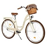 MILORD Damenfahrrad Citybike Komfort Mit Weidenkorb Vintage Fahrrad, 26, 28...