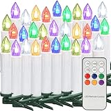 TechKen Weihnachtsbaum Kerzen RGB LED mit Clip Fernbedienung,Flackernd...