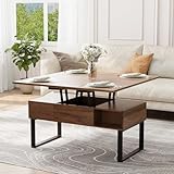 VOWNER Couchtisch Höhenverstellbar, 3-in-1-Multifunktions-Wohnzimmertisch mit 2...