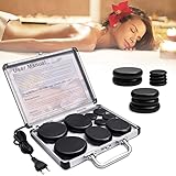 Hot Stone Massage Set, Lavasteine für Massage, Massagestein Basalt 9 Stück...