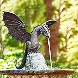 Garten-Drachen-Statue, Drachenbrunnen Statue Harz Wasserspiel Skulptur Outdoor...