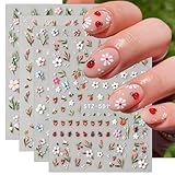 JMEOWIO 3D Nagelsticker Blumen Frucht Nail Art Sticker Selbstklebend...