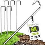 idea-station Bodenanker 6 Stück - 30 cm lang - Ø 8 mm - rostfreie Erdanker aus...