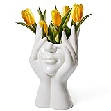 Winter Shore Vase Gesicht aus Keramik - Dekorative Weiße Vase für Frische...