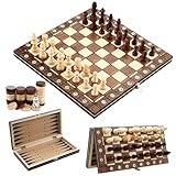 Magnetisches Schachspiel aus Holz, 3-in-1-Schachspiel aus Holz, Hochwertiges...