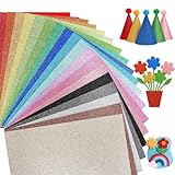 VGOODALL 20 Blatt Glitzerpapier, Bastelpapier A4, 10 Farben, 250g/m², Ideal...