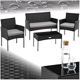 tectake® Rattan Gartenmöbel Set, Outdoor Lounge Möbel,1x Gartenbank, 2X...