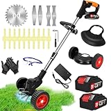 Akku-Rasentrimmer 21V Elektrischer Rasentrimmer - Motorsense akku Mit 2x2000mAh...