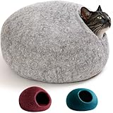 XL Katzenhöhle Katzenbett Katzenhaus – feinste Merino Wolle – kräftig...