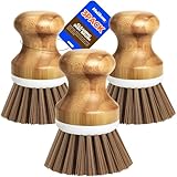 Holikme 3 Pack Geschirrbürsten Palm Brush Dish Scrubber Bamboo Round Natural...