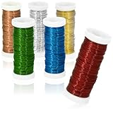 com-four® 6X 30 m Bindedraht in 6 praktischen Farben, Wickeldraht zum Basteln...