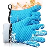 Loveuing Ofenhandschuhe Silikon, Doppelschicht Backhandschuhe aus Silikon und...