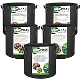 Gemtte Pflanzsack, 5 Stück 12L Pflanze Grow Töpfe, Atmungsaktive Vliesstoff...