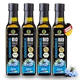 Kräuterland Bio Schwarzkümmelöl 4x250ml (1Liter), gefiltert, naturrein ohne...