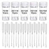 Wamkon 50 Stücke Nähmaschine Nadel Set, 5 Größen 70/9, 80/11, 80/12, 90/14,...