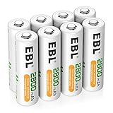 EBL AA Akku 2800mAh 8 Stück - Mignon AA wiederaufladbare Batterien, Typ NI-MH,...