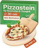 Praknu Pizzastein für Backofen & Gasgrill inkl. Pizzasschieber - Pizzastein aus...