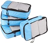Amazon Basics Kleine Packtaschen, 4 Stück, Himmelblau