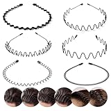 6 Stück Metallische Wellen Haarbänder, Elastische Stirnbänder für Frauen und...